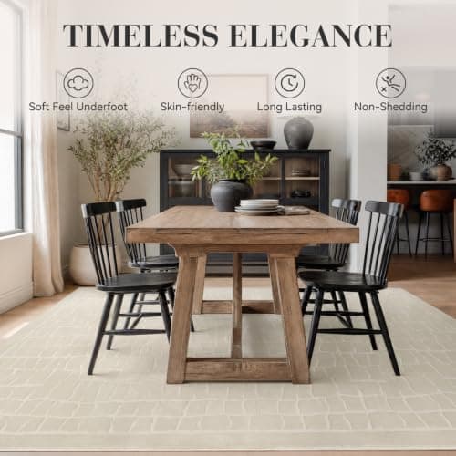 RESARE 5x7 High Low Pile Washable Area Rug for Living Room Bedroom, Beige view 4
