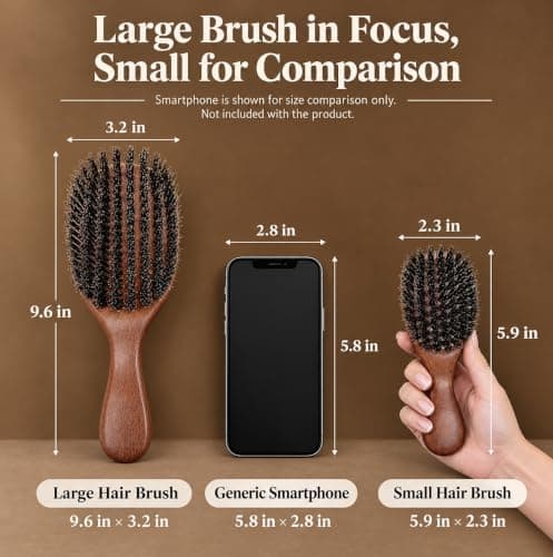 OUMIGIZ 100% Boar Bristle Hair Brush British Craftsmanship Slick Back | Handmade Natural Wooden Hairbrush, Soft Bristles Gentle Detangling Smoothing Women Men Kids Thin Fine Hair, Anti Breakage view 6