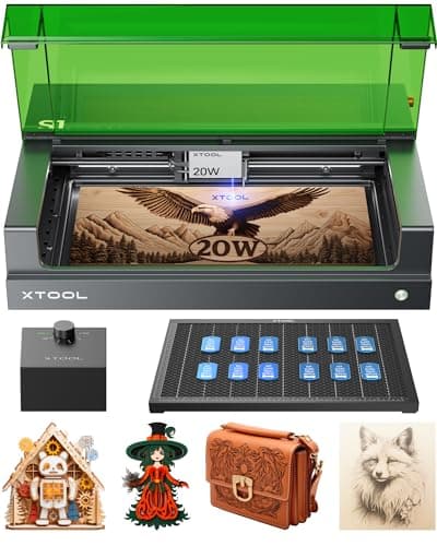 xTool S1 20W Laser Engraver and Cutter Machine with Air Assist & Honeycomb, 23.93" x 15.16" Bed Size, Beginner-Friendly, Laser Engravering Machine for Wood and Metal, Acrylic, etc. - Basic Bundle