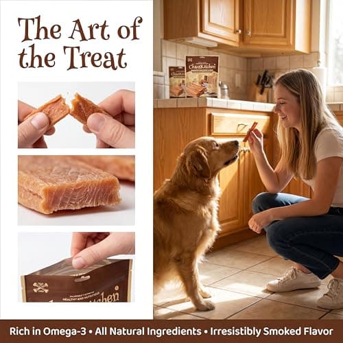Chaoskitchen Smoked Salmon Jerky Dog Treats, Wild Caught Grain Free Slices with Omega 3 for Skin & Coat, High Protein Training Rewards, Puppy & Senior Friendly for All Breeds, 8.8 oz (250g) view 6