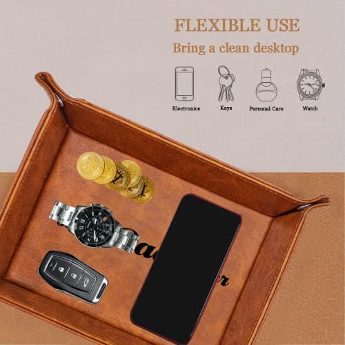 Best Dad Ever Gifts for Dad from Daughter Son Kids,Cool Christmas Birthday Gifts for Dad Who Wants Nothing, Men Valet Tray & Keychain view 5