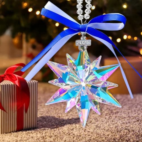 2025 Annual Christmas Ornaments Crystal Snowflake Star, Sparkly Crystal Ornaments for Christmas Tree, Beautiful Christmas Ornaments for Women Girls view 2
