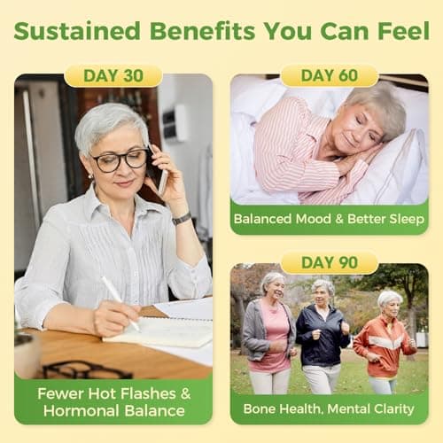 GREENPEOPLE Menopause Supplements for Women - Black Cohosh & Ashwagandha for Hot Flashes, Night Sweats, Mood Swings, Hormonal Balance Support,10 Billion CFU Probiotic - 90 Capsules Vegan Gluten-Free view 3