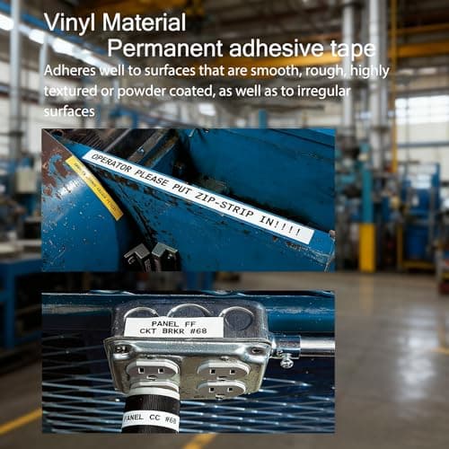 M21-375-595 Vinyl Label Tape - M210 Labels Compatible with BMP21 Plus BMP21 Lab Printer, Black On White, High Adhesion, High & Low Temperature Resistantance view 2