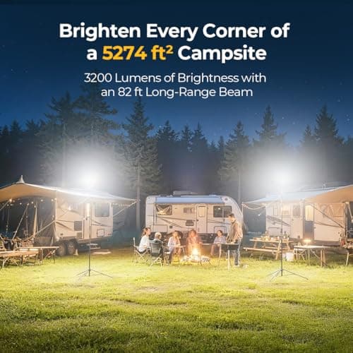 BougeRV Telescoping Camping Light, 3200 Lumen Outdoor Lantern, 8000mAh LED Lantern, 7.55 ft Tall, 90-Hour Runtime, Rechargeable Tent Lamp for Camping, Emergency, Hiking, Outdoor, Fast Charging Version view 2