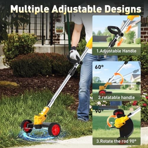 20V Cordless Weed Wacker and Leaf Blower Combo Kit with 2 Batteries, Electric String Trimmers with 11 Pcs Blades for Makita Battery Grass Trimmer Lawn Mower Eater Brush Cutter Yard Garden Tool YellowC view 4