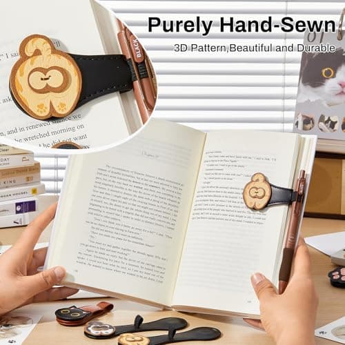 2Pcs Magnetic PU Leather Bookmarks Gift Box, Cute Cat Book Marks for Reading Women, Magnetic Bookmark Set with Double-Sided Magnets, Book Club Gifts for Women, Bookish Gifts view 6