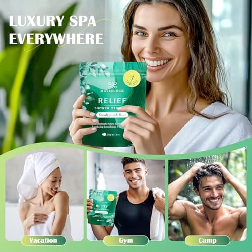 Maybeluck Eucalyptus Mint Shower Steamers 7 Pack - Eucalyptus for Shower, Self Care Easter Basket Stuffers, Relaxation Spa Gifts for Women & Men, Natural Essential Oil Bombs for Self Care view 6
