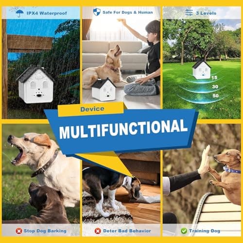 Xteamo Effective Anti Barking Deterrent - 3 Adjustable Levels Bark Control Device, 50FT Waterproof Outdoor Tool for Small/Medium/Large Dogs view 4