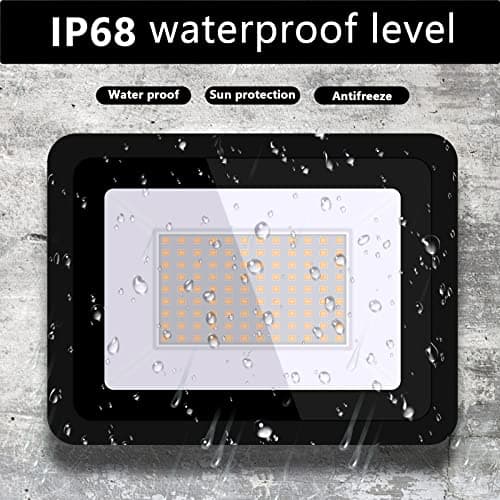 MIHEAL 110V 2 Pack 100W LED Flood Light, Warm White 3000K, IP68Waterproof Super Bright Security Lights, Outdoor Floodlight for Yard, Garden, Playground, Basketball Court view 4