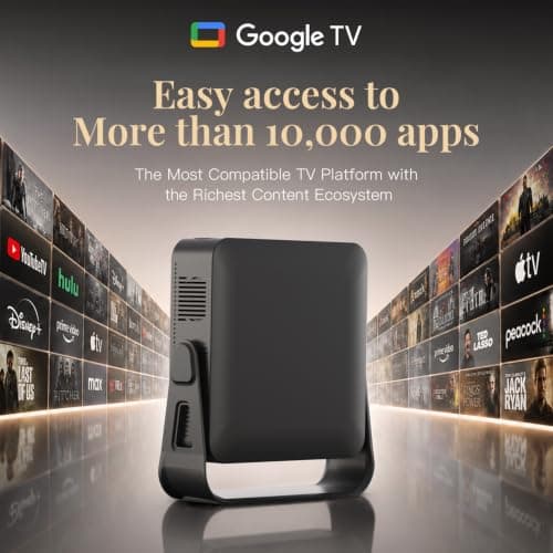 [Official Google TV & 5000 ANSI & Now with Netflix] 4K Smart Projector with WiFi and Bluetooth, XuanPad Black Portable Outdoor Movie Projector, Dolby Audio, TOF Auto Focus & Keystone, Extension Tubes view 4