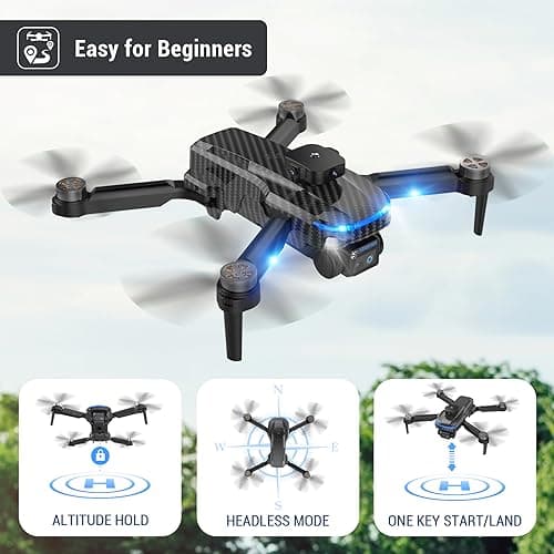 4K Drones with Camera for Kids,Drones for Adults withEmergency Stop, Headless Mode, 360° Flips, CarryingCase & 2 Batteries,Wireless RC Toys for Boys Girls(Black) view 4