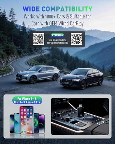 Wireless CarPlay Adapter for iPhone, 2026 Upgraded 2-in-1 Android Auto CarPlay Wireless Adapter, Convert Wired to Wireless, Fast & Stable, Plug & Play, Compatible with Factory Wired CarPlay Cars 2016+ view 5