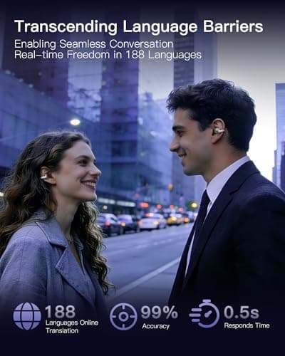 EEXXYZ Ultra Open Ear Earbuds 2026 AI Translation Earbuds Real Time Clip on Earbuds Wireless Bluetooth Audifonos Traductores Inglés Español 50H Playtime Bone Conduction Headphones for Meeting Learning view 2