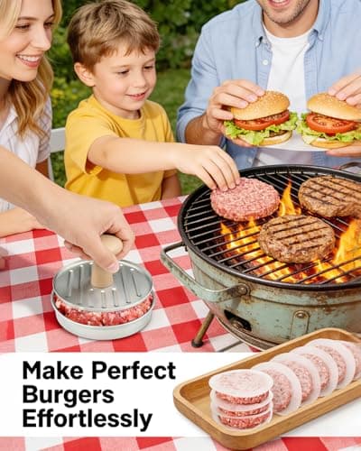 DSTHISAR Burger Press, 5”Stainless Steel Hamburger Press Patty Maker, Non-Stick Hamburger Press for Making Patties, for Grilling and Cooking, Comes with 100 Pieces of Wax Paper view 4