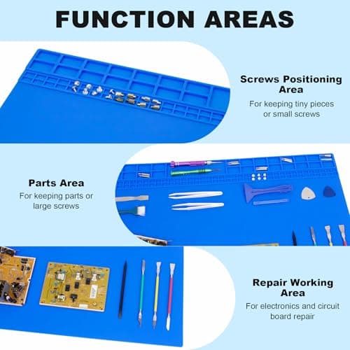 Extra Large Silicone Soldering Mat, 27.6''x15.7'' Oversized 932°F Heat Resistant Workbench Mat, Large Repair Mat for Electronics Phone Laptop Repair, BGA Soldering Gun Iron (Blue） view 3