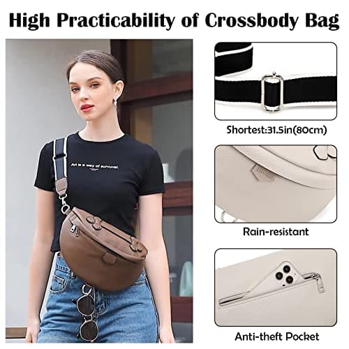 Eslcorri Crossbody Bags for Women - Fashion Sling Purse Shoulder Bag Fanny Pack Leather Causal Chest Bum Bag Cross Body Purse view 6