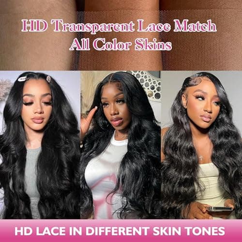 hiaemro 13x6 Lace Front Wigs Human Hair 30 Inch Body Wave Human Hair Wig | 200 Density HD Lace Frontal Glueless Wigs for Women No Shedding, No Tangling With Baby Hair Natural Black view 4
