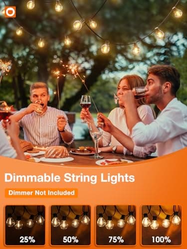 addlon 100FT Outdoor String Lights 54 G40 LED Bulbs Dimmable Waterproof | Shatterproof Globe Bulbs Dimmable, Hanging Patio Lighting for Outside Backyard Garden Deck Balcony Porch Cafe Bistro Pergola view 6