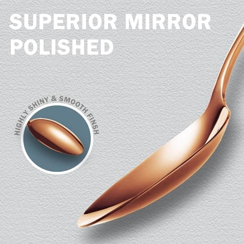Runfly 20 Piece Hammered Rose Gold/Copper Silverware Set, 18/10 Stainless Steel Flatware Set, Modern Kitchen Utensil Set Service for 4, Tableware Set, Cutlery Set Including Fork Spoon and Knife view 4