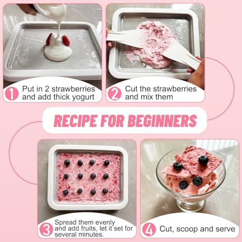 Rolled Ice Cream Maker Kit, At Home Ice Cream Roller Maker Machine with Instant Freeze Tray with Lid & 2 Spatulas, roll ice cream maker for Family Activities, Frozen Yogurt Machine view 6