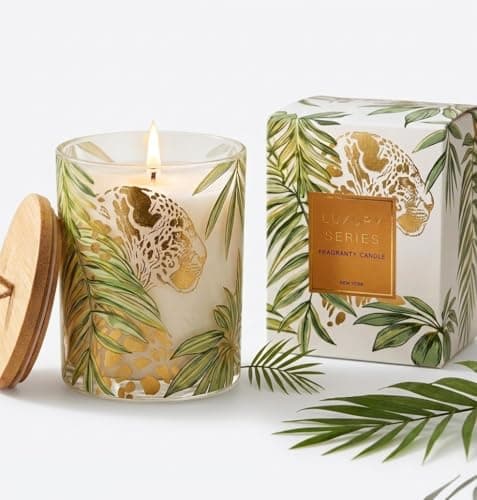 Wild Lily & Vetiver Scented Candles for Home, Large Glass Jar Soy Wax Candle, 7.05oz Luxury Leopard Candle Decor, 55H Burn, Ideal for Mother's Day, Birthday Gift view 3