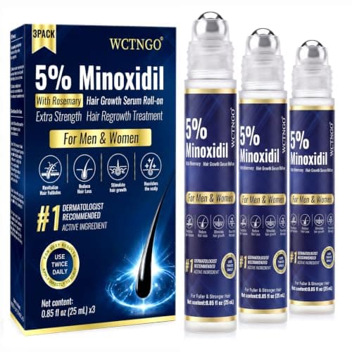 5% Minoxidil Hair Growth Serum Roll-On for Men & Women, Scalp Applicator for Hair Regrowth Treatment with Rosemary & Biotin, Fast-Absorb Herbal Blend, Non-Greasy, Easy Dosage Control, 3pack（2.6oz) — image 1