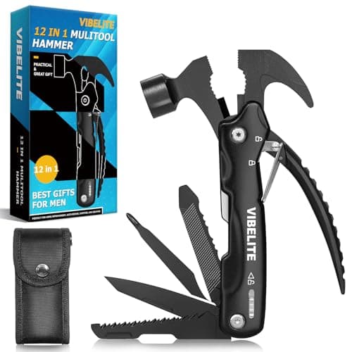 Gifts for Men, 12 in 1 Multitool Hammer for Camping, Hunting, Hiking, Birthday Gifts for Men, Dad, Him, Husband, Boyfriend, Women, Mens Gift from Daughter, Wife, Son, Black — image 1