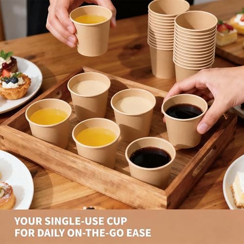 SLFxotro Coffee Cups 12 oz 300 Pack, Disposable Paper Cups 12 oz, White Paper Hot Coffee Cups Suitable for Party, Picnic, Travel, and Events-brown view 2