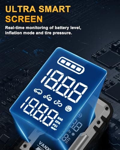 Portable Car Battery Jump Starter with Air Compressor, VANXIPOW 4500A 150PSI (9.0 L Gas/8.0L Diesel), 12V Jump Box Car Battery with 600 Lm LED Light, with Large LED Display, Power Bank view 6