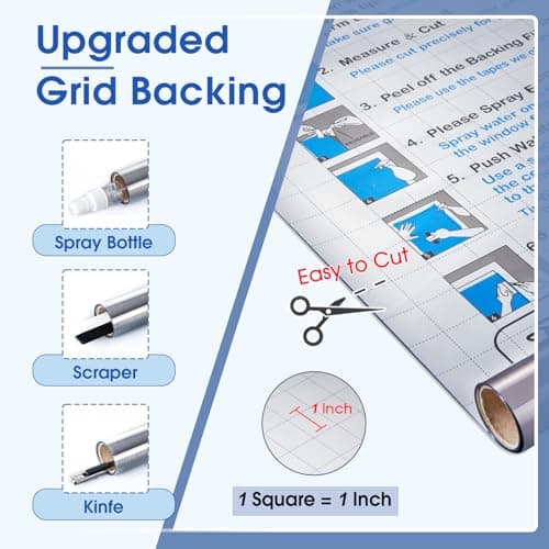 One Way Privacy Window Film,Sun Blocking Window Film with 3 Tools, Heat & UV Blocking Window Tint Film for Home, Easy Install DIY Office Window Covering See Out Not in (17.5 x 78.7 Inch,Silver) view 2