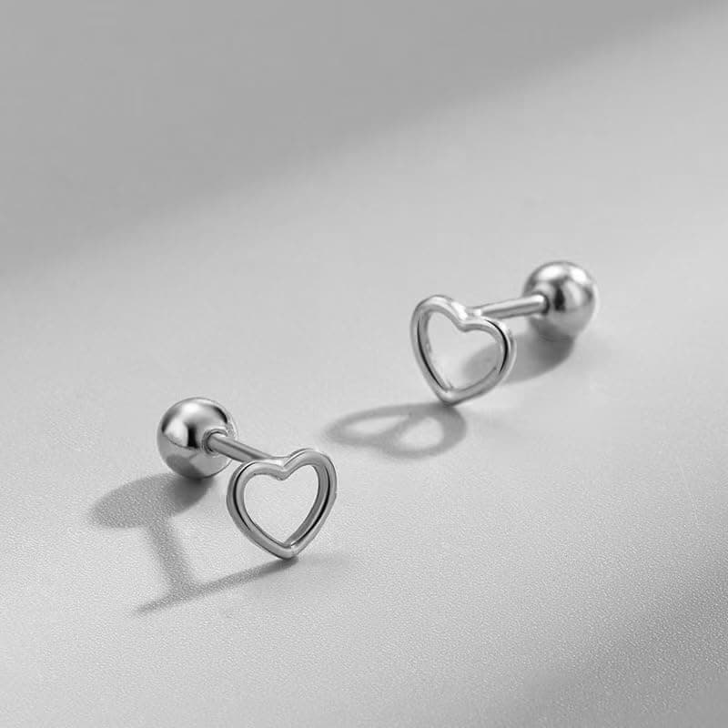 XIUQILAI 14K Gold Plated Stud Earrings for Women, with 925 Sterling Silver Posts, Heart/Butterfly/Snake Small Earring Lightweight Clip On Stud, Cartilage Helix Piercing view 5