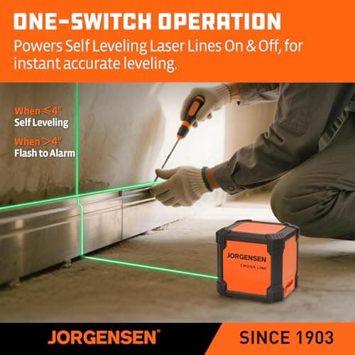 JORGENSEN Laser Level with Tripod, 65 FT Self Leveling Cross Line Laser Leveler Tool with 360° Magnetic Base, Green Laser Level for Picture Hanging, Home Renovation, Indoor Project view 5