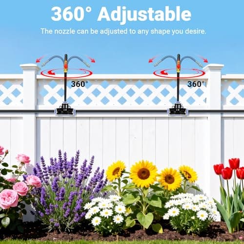 Thiswing 100FT 360° Adjustable Drip Irrigation Kit – 1/4" Tubing with 18 Nozzles, Full-Circle Spray for Greenhouse, Vegetable Garden & Potted Plants, Water-Saving DIY Irrigation System view 2