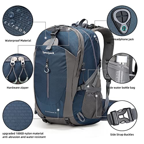 SPEEDPARK Hiking Backpack 40L Waterproof Hiking Daypack with Rain Cover, Outdoor Trekking Travel Backpacks for Men Women view 4