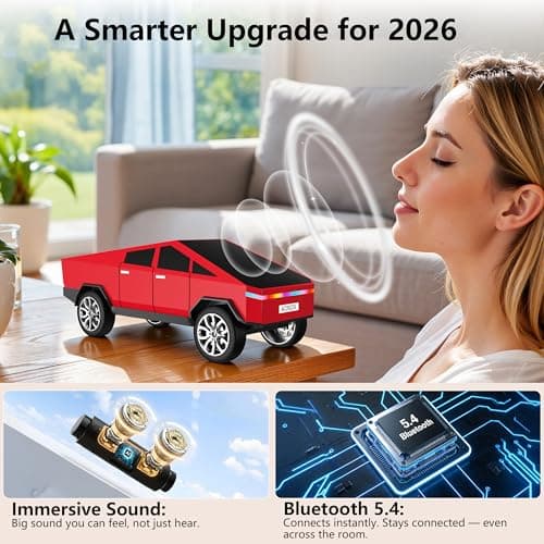 AONOX Cybertruck Bluetooth Speaker for Car, Mini Wireless Speaker with LED Lights, FM Radio, USB/TF Card, TWS Stereo, Desk Gaming Outdoor Use, Gift for Car Lovers view 2