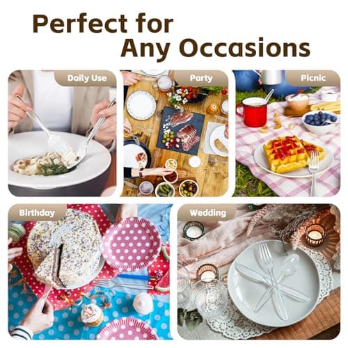 [300 Count] Clear Plastic Silverware Set, Heat Resistant Heavy Duty Plastic Utensils 120 Spoons & 120 Forks & 60 Knives, BPA-Free, Disposable Cutlery Set for Party Supply view 4