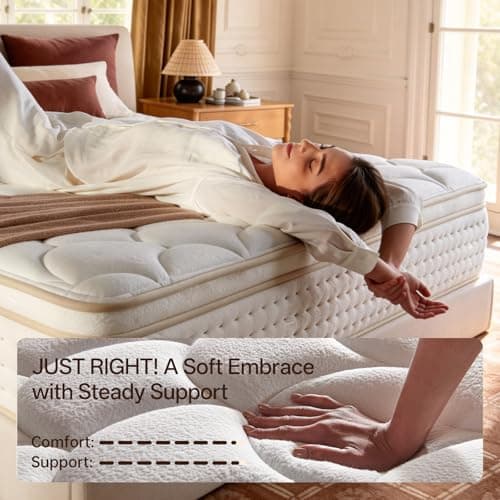 COMFBOX Queen Size Hybrid Mattress in a Box, 12 Inch, Cooling Gel Memory Foam and Pocket Springs, Medium Firm, Pressure Relief (Queen, 12, 12, Inches) view 2