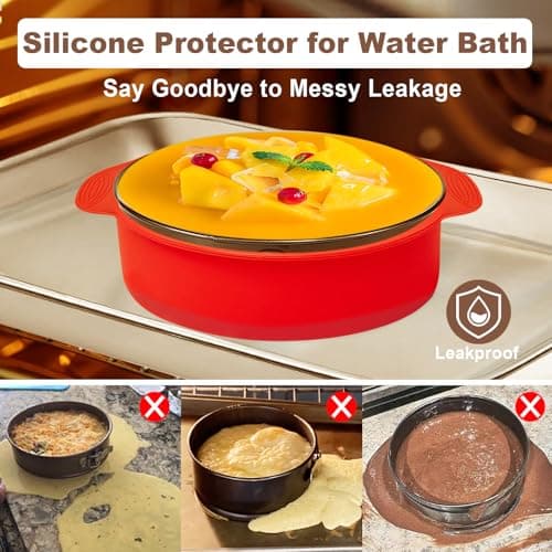 Springform Pan 9 Inch Nonstick, 9 Springform Cheesecake Pan with Silicone Protector, Leakproof Spring Form Pan for Cheesecake, 9 Inch Springform Cheese Cake Pans for Baking with 50 Parchment Paper view 3