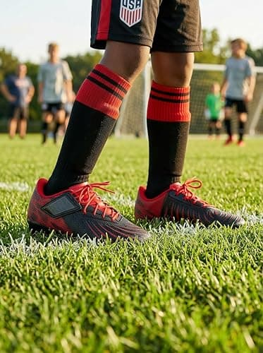 PATPAT Kids Soccer Cleats – Outdoor Firm Ground and Turf Football Training Shoes for Little Big Boys and Girls view 2