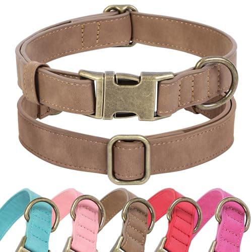 Jumpress Soft Leather Dog Collar for Small Medium Large Dogs, Heavy Duty Dog Collar Leather with Quick Release Metal Buckle, Durable & Adjustable for Medium Dogs Walking (Brown, M) — image 1