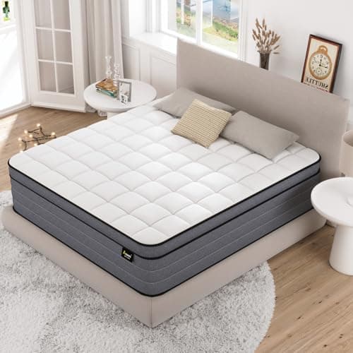 Ayeawo California King Mattress, 12 Inch Cal King Hybrid Mattress with Motion Isolation Pocketed Springs & Pressure Relief Gel Memory Foam, Firm Cali King Mattress in a Box, CertiPUR-US view 1