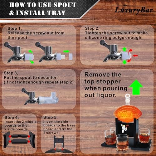 Football Whiskey Decanter Set,47oz Whiskey Decanter Sets for Men with Spout, 4 Football Chiller&4 Glasses,Tequila Alcohol Whiskey Set Birthday Boutbon Gifts for Men Dad Him Boyfriend Brother Husband view 4