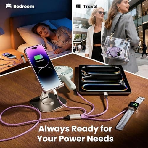 Dual Type-C 4 in 2 Multi Charging Cable for Travel with Multi USB-C Devices -5FT view 6