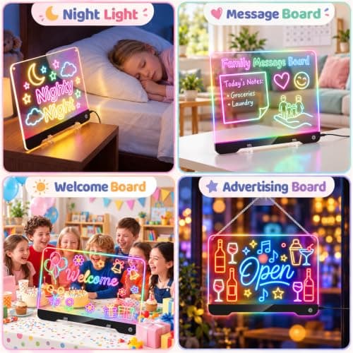 WELLOKB LED Drawing Board for Kids, 13.8''×10'' Reusable LED Writing Board view 5