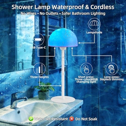 PIRTSDEL 2 Pack Waterproof Shower Lamp, Spa-Like Cordless Shower Light, 18-Colour LED Ocean Wave Projector Lights, Rechargeable Shower Light with Remote and Touch Control for Bathroom, Bathtub view 2