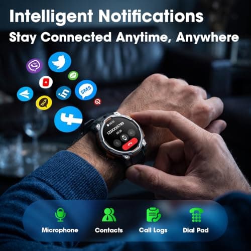 Smart Watches for Men GPS & Offline Maps,1.46''Military Smartwatch 1200mAh | Built-in Chatgpt,Rugged Smart Watch Compass,Altimeter,Barometer,100+ Sport Modes,Heart Rate/Sleep Monitor for Android/iPhone view 2