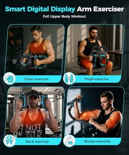 Twister Arm Trainer & Chest Workout Equipment with Digital Display - Auto Reps & Calorie Estimator, 40-120 lbs Home Gym Chest Exerciser for Men, Blue Pro view 5