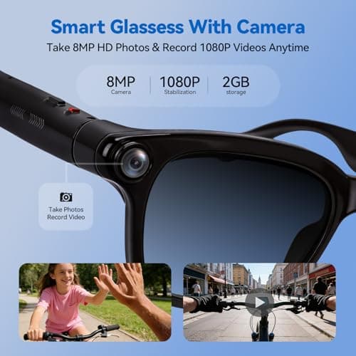 XOOMEER AI Smart Glasses with 8MP Camera, 1080P Video Recording and Photo, Bluetooth 5.4 Audio Calls & Music, AI Voice Assistan, AI Recording, Real Time Translation - for Life, Work and Vlog view 2