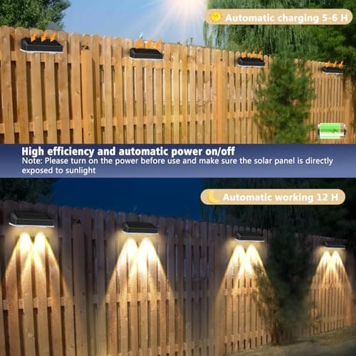 echosari Solar Fence Lights 8 Pack, 100 Lumen Ultra Bright Solar Wall Lights Outdoor Waterproof Lighting Auto ON/Off for Backyard Patio Railing Porch Step (2700K Warm White) view 5